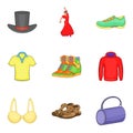 Elegant icons set, cartoon style Royalty Free Stock Photo