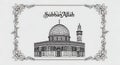 Subhan Allah calligraphy with illustration of Dome of the Rock mosque, Islamic calligraphy and Arabic script Royalty Free Stock Photo
