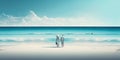 Elegant image of blue water and beach With couple, This visual is fitting for your projects