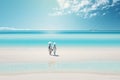 Elegant image of blue water and beach With couple, This visual is fitting for your projects