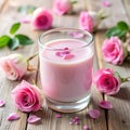 AI-Generated Rose Milk Drink â A Beautiful Blend of Floral and Creamy Flavors Royalty Free Stock Photo