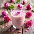 AI-Generated Rose Milk Drink â A Beautiful Blend of Floral and Creamy Flavors Royalty Free Stock Photo
