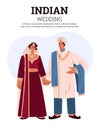 Elegant Indian couple wedding poster vector illustration Royalty Free Stock Photo