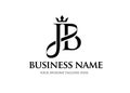 Elegant initial letter jb with crown logo vector