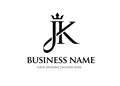 Elegant initial letter jk with crown logo vector