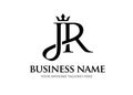 Elegant initial letter jr with crown logo vector