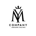 Elegant initial letter ym,my with crown logo vector