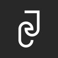 Elegant initials JC or CJ monogram logo linear design with stylish monoline minimal style, linked two letter C and J, black and
