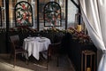 Elegant Interior of a Covered Outdoor Dining Setup at a Restaurant along a Street in Midtown Manhattan of New York City Royalty Free Stock Photo