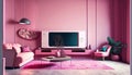 Elegant interior living room with barbie pink design