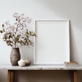Elegant Interior Mockup with Blank Frame and Flowers Royalty Free Stock Photo