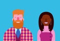 Elegant interracial smiling couple bearded man black woman