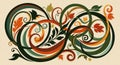 Elegant Autumnal Floral Scrollwork Pattern Royalty Free Stock Photo