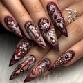 Maroon majesty: exquisite nail artistry