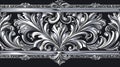 Ornate Silver Frame on Black Background Royalty Free Stock Photo