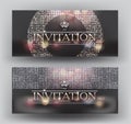 Elegant invitation VIP card with sparkling design elements and crown. Royalty Free Stock Photo