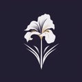 Elegant Iris Flower Logo On Black Background