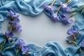 Elegant Iris Frame with Silken Drapes - Serene Composition. Concept Silken Drapes, Elegant Iris