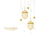 Elegant islamic lamps and star ramadan background