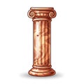 Elegant Isolated Illustration of a Decorative Ancient Greek Ionic Column Royalty Free Stock Photo