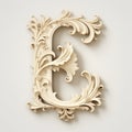 Elegant Ivory Letter E In Vray Tracing Style
