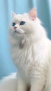 Elegant Ivory and Powder Blue Cat .