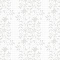 Elegant jacquard effect wild meadow grass seamless vector pattern background. Textural monochrome white backdrop of