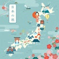 Elegant japan travel map