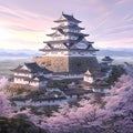 Elegant Japanese Castle at Sunset