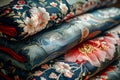 Elegant Japanese floral kimono fabric Royalty Free Stock Photo