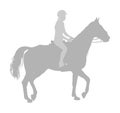 Elegant jot racing horse in gallop vector silhouette isolated on white background. Jockey riding trot horse in race. Hippodrome. Royalty Free Stock Photo