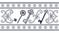 Elegant Key & Geometric Pattern Decorative Border, vector design Generative AI Royalty Free Stock Photo