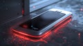 Elegant keycard access device with glowing elements in modern environment. Generative by AI
