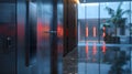 Elegant keycard access device in modern corridor with ambient lighting. Generative by AI