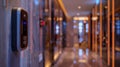 Elegant keycard access device in modern hallway with soft lighting. Generative by AI