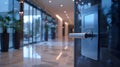 Elegant keycard access device at modern hotel entrance during the day. Generative by AI