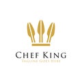 Elegant King Chef logo design vector template illustration. consisting of a knife as crown concept design. catering, restaurant