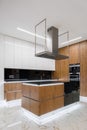 Elegant kitchen with led lighting on