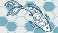Elegant Koi Fish with Hexagonal Scale Pattern, vector design Generative AI Royalty Free Stock Photo