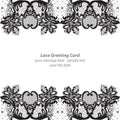 Elegant Lace Greeting delicate card Black and White color. Vector illustration