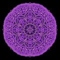 Elegant lace table napkin with popular ornament done in kaleidoscopic style. Printable modern mandala on black background.