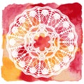 Elegant lacy doily. Crochet mandala. Royalty Free Stock Photo