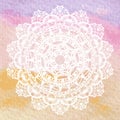 Elegant lacy doily. Crochet mandala. Royalty Free Stock Photo