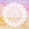 Elegant lacy doily. Crochet mandala. Royalty Free Stock Photo