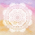 Elegant lacy doily. Crochet mandala. Royalty Free Stock Photo