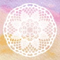 Elegant lacy doily. Crochet mandala. Royalty Free Stock Photo