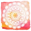 Elegant lacy doily. Crochet mandala. Royalty Free Stock Photo