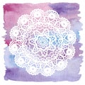 Elegant lacy doily. Crochet mandala. Royalty Free Stock Photo