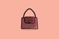 Elegant Ladies Bright Leather Bag with Black Handle vector design. Beauty fashion objects icon concept. New arrival women fashion