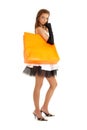 Elegant lady with orange shopping bag #2 Royalty Free Stock Photo